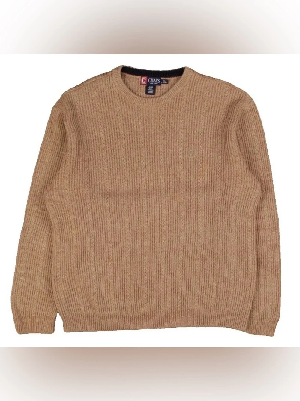 Chaps Men’s Camel Ribbed Crewneck Sweater
